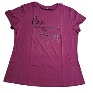 Casual Short Sleeve T-Shirt, Love Never Stops